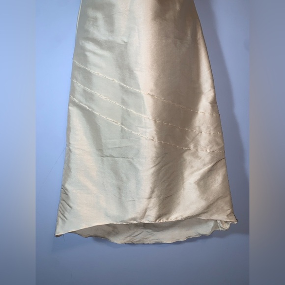 chi chi cream beaded boat neck “raw silk” look fitted midi dress size small 4 - Picture 4 of 8